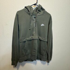 Women’s Nike Half Zip Hoodie Green Pullover Sweatshirt Size L
